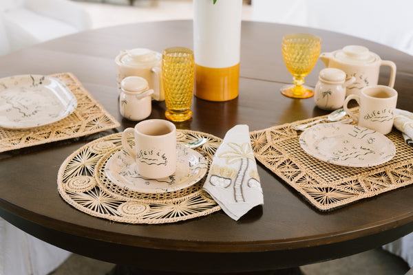 Calado round Placemat with coaster - solid: beige