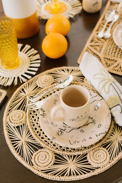 Calado round Placemat with coaster - solid: beige