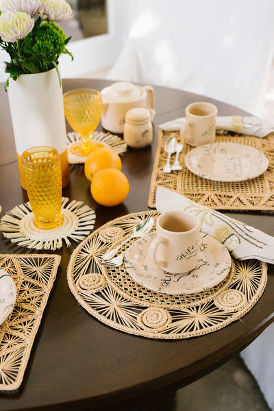 Calado round Placemat with coaster - solid: beige