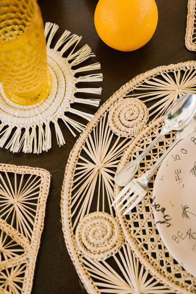 Calado round Placemat with coaster - solid: beige