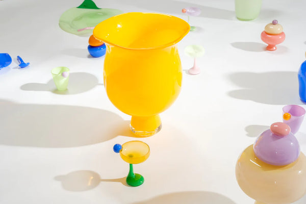 BON BON COCKTAIL GLASS WITH A TWIST Blue Lollipop & Orange & Green Tea