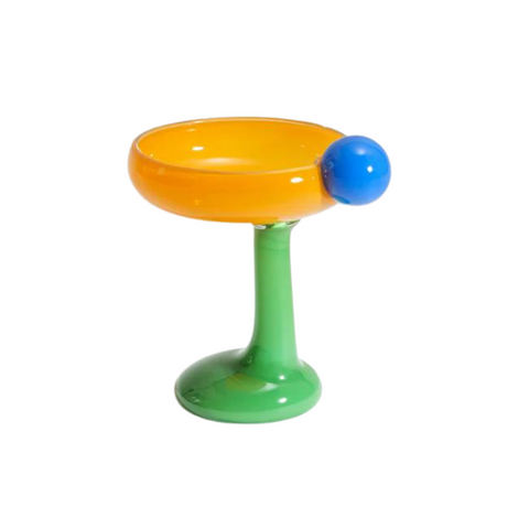 BON BON COCKTAIL GLASS WITH A TWIST Blue Lollipop & Orange & Green Tea