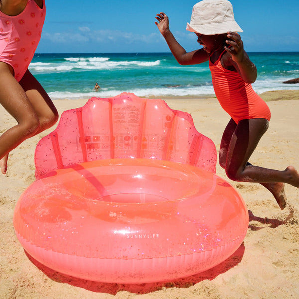 Luxe Pool Ring Shell Neon Coral