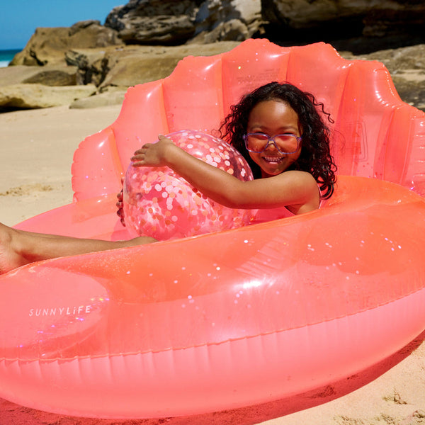 Luxe Pool Ring Shell Neon Coral