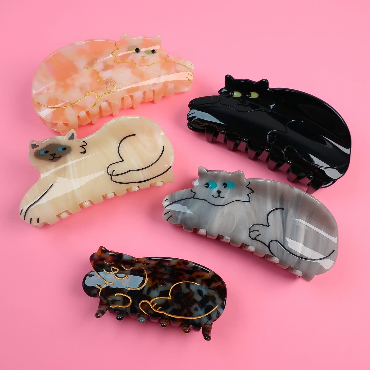 cat hair c lip Malaysia Clips | Crochet Animal Hairpin | White Black Tabby Ginger Cat MINIMstudio or long hair Coucou Suzette Cat Hair Claw