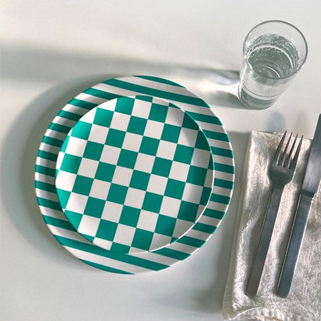 Green Stripe Dinner Plate